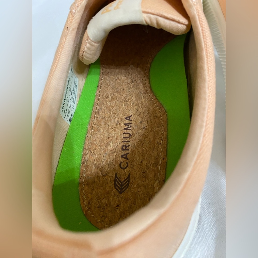 Cariuma Peach Canvas PANTONE OCA LOW VEGAN SNEAKERS, Peach/Wht Unisex: M8 W9.5 - Picture 9 of 14